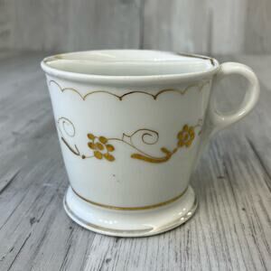 Vintage White Shiny Gold Floral Accent Shaving Mug Cup Decor Flawed